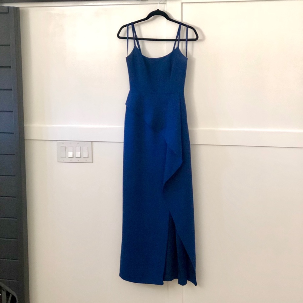 BCBGMaxAzria Steluh Royal Blue Gown with Side Slit